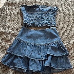 Blue Denim Two-Piece Set